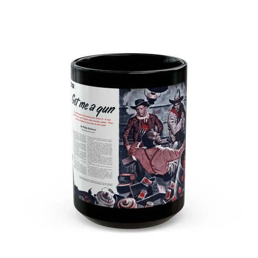 Get Me a Gun, Cavalier magazine, January 1953 - Black Coffee Mug 15oz - Go Mug Yourself