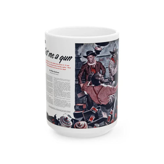Get Me a Gun, Cavalier magazine, January 1953 - White Coffee Mug 15oz - Go Mug Yourself