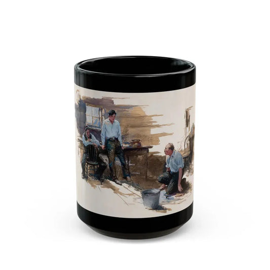 Getting Rid of Evidence, The Saturday Evening Post story illustration - Black Coffee Mug 15oz - Go Mug Yourself