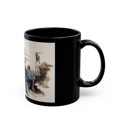 Getting Rid of Evidence, The Saturday Evening Post story illustration - Black Coffee Mug-Go Mug Yourself