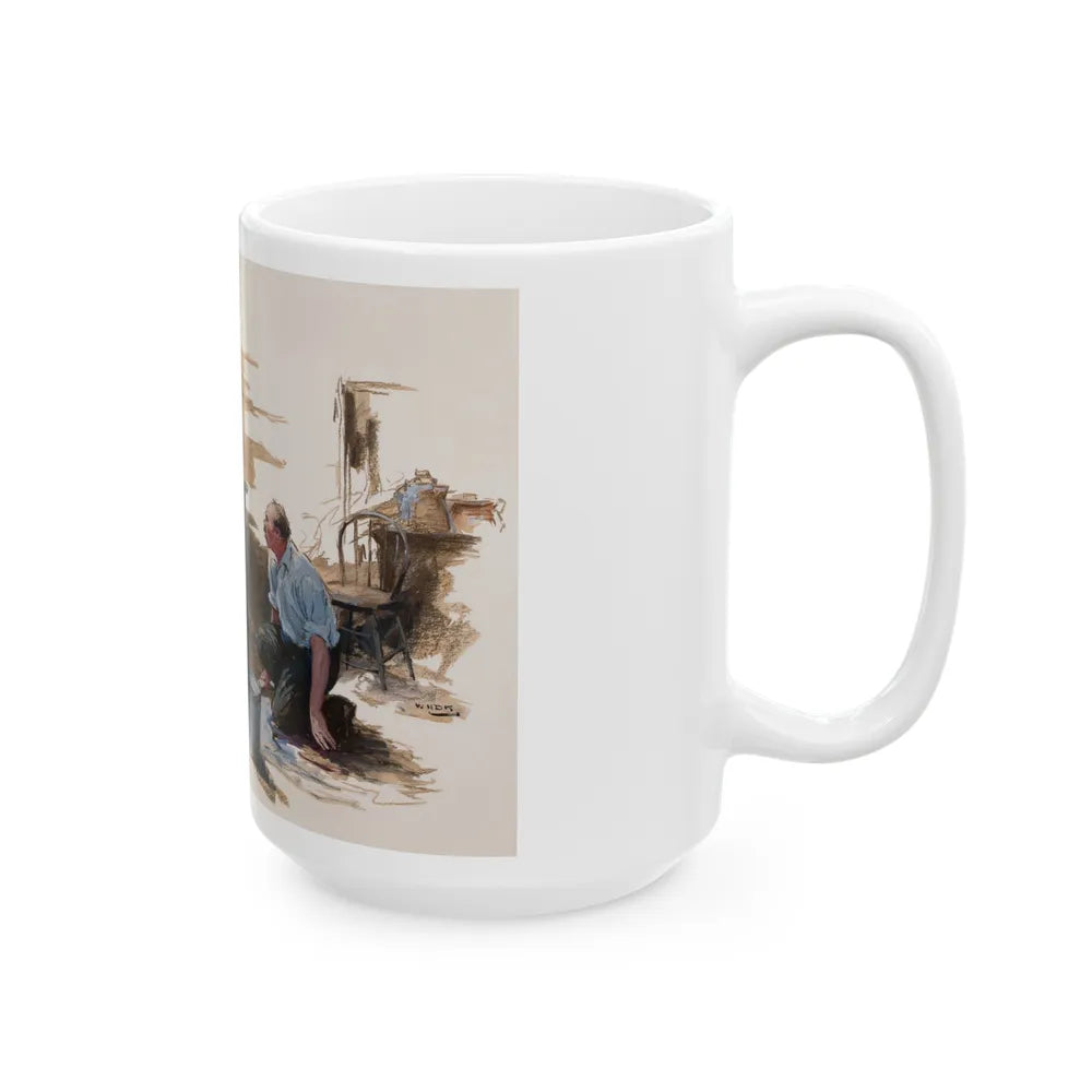 Getting Rid of Evidence, The Saturday Evening Post story illustration - White Coffee Mug-Go Mug Yourself