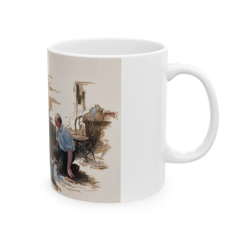 Getting Rid of Evidence, The Saturday Evening Post story illustration - White Coffee Mug-Go Mug Yourself