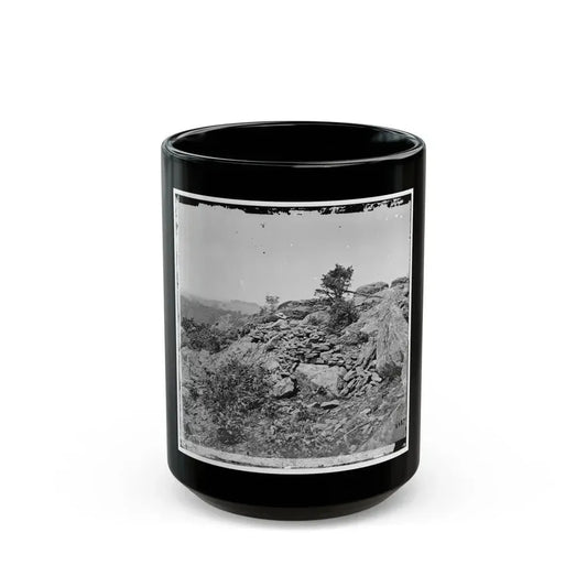 Gettysburg, Pa. Breastworks On Left Wing Of The Federal Line (U.S. Civil War) Black Coffee Mug 15oz - Go Mug Yourself