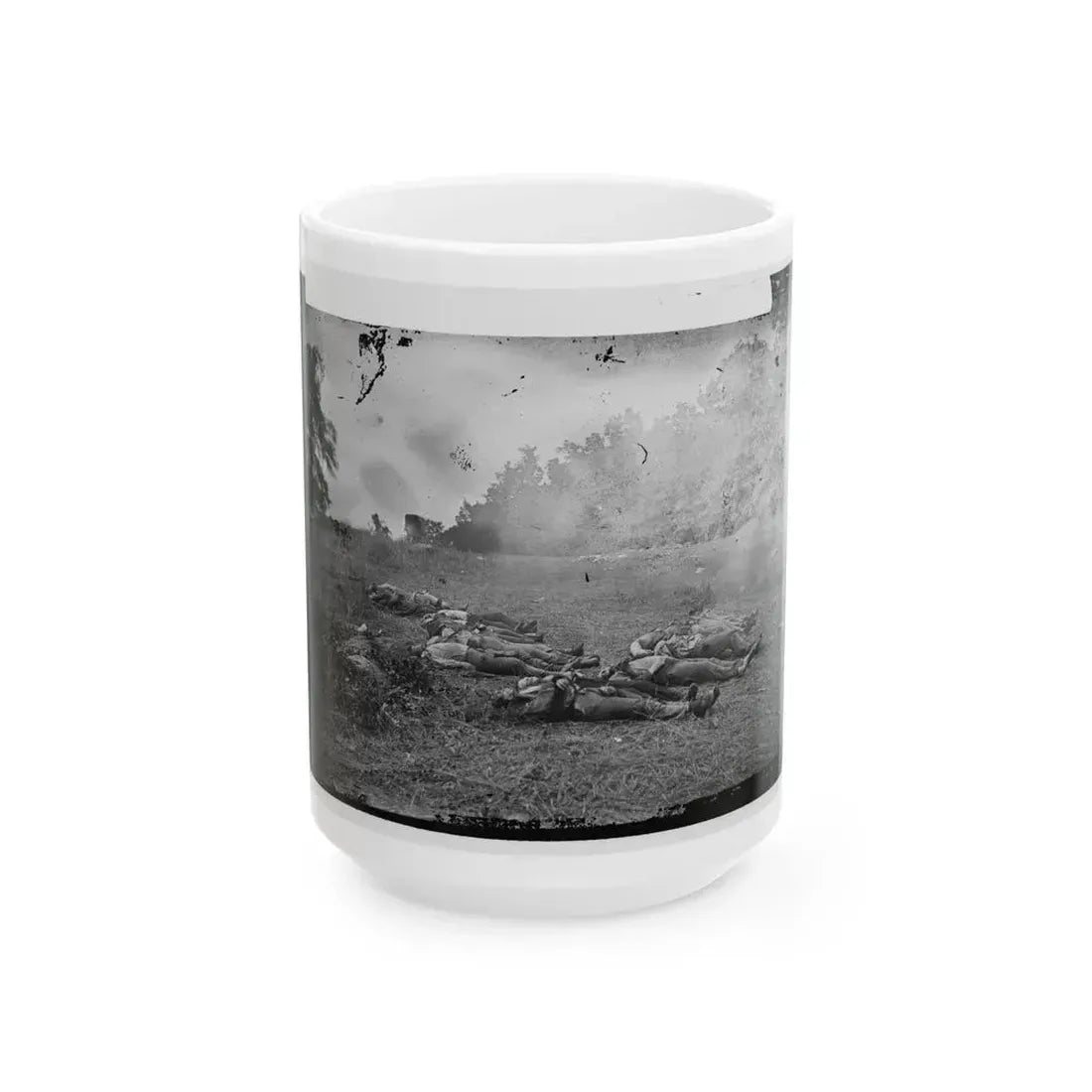 Gettysburg, Pa. Confederate Dead At The Edge Of The Rose Woods, July 5, 1863 (U.S. Civil War) White Coffee Mug 15oz - Go Mug Yourself
