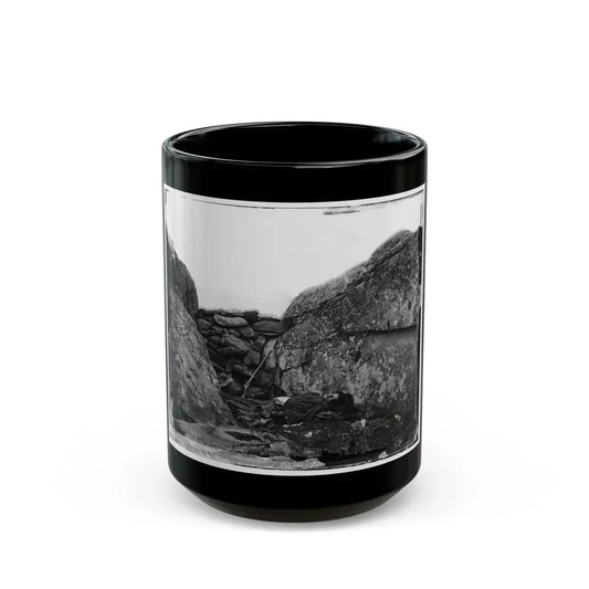 Gettysburg, Pa. Dead Confederate Soldier In Devil's Den (U.S. Civil War) Black Coffee Mug 15oz - Go Mug Yourself