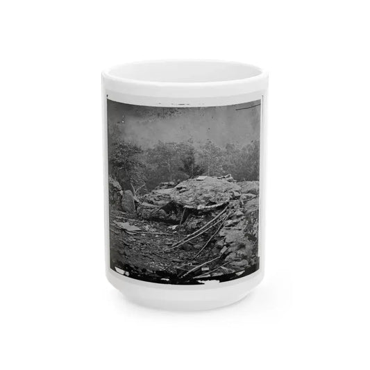 Gettysburg, Pa. Interior View Of Breastworks On Extreme Left Of The Federal Line (U.S. Civil War) White Coffee Mug 15oz - Go Mug Yourself