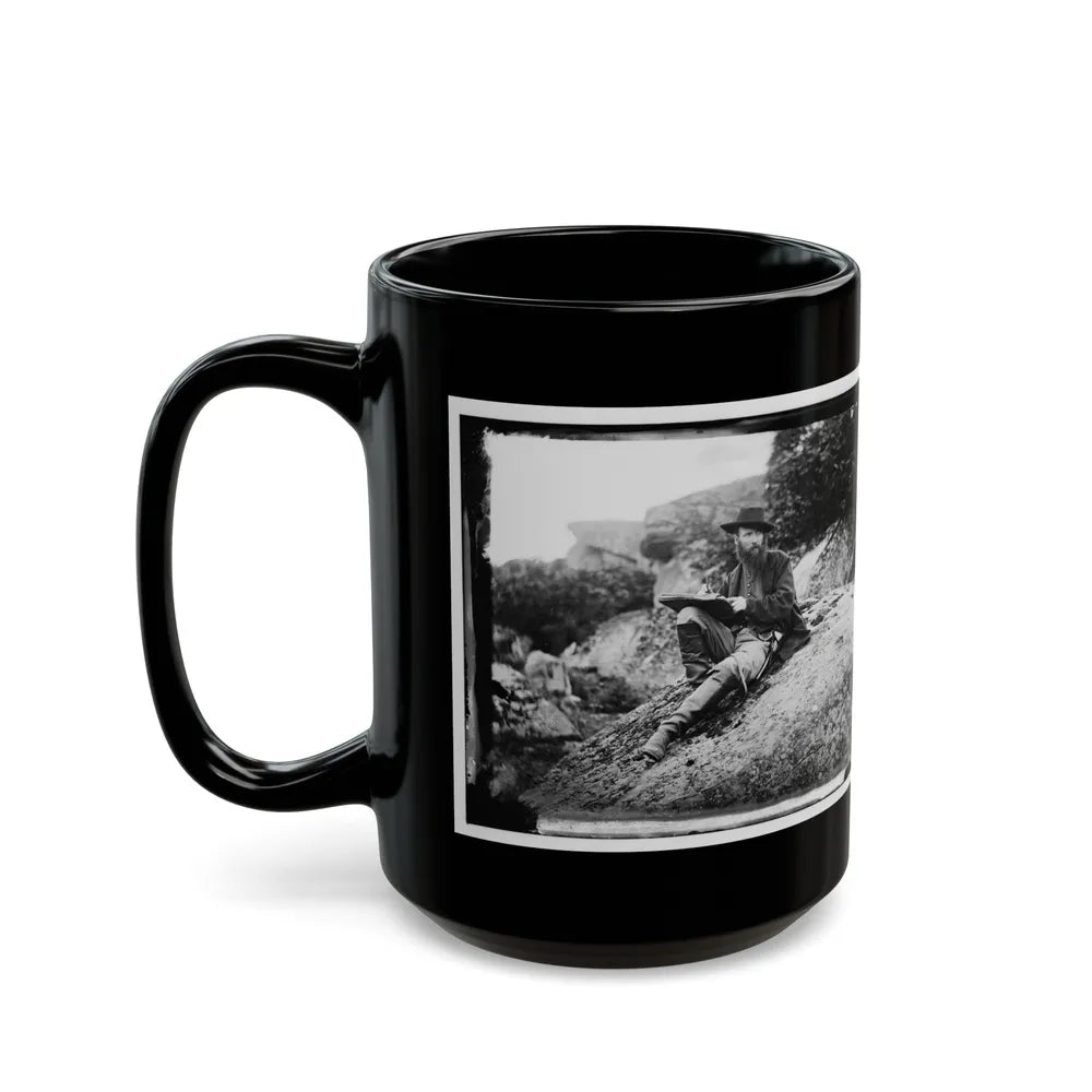 Gettysburg, Pa. Alfred R. Waud, Artist Of Harper's Weekly, Sketching On Battlefield (U.S. Civil War) Black Coffee Mug-Go Mug Yourself