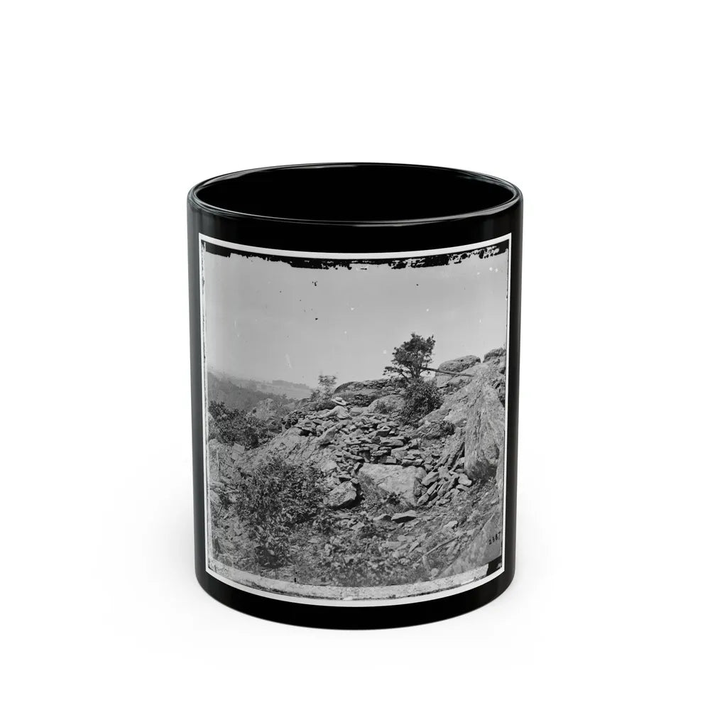 Gettysburg, Pa. Breastworks On Left Wing Of The Federal Line (U.S. Civil War) Black Coffee Mug-11oz-Go Mug Yourself