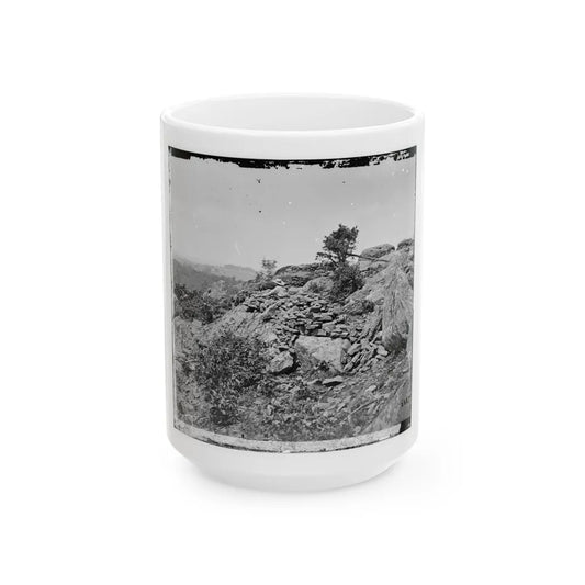 Gettysburg, Pa. Breastworks On Left Wing Of The Federal Line (U.S. Civil War) White Coffee Mug-15oz-Go Mug Yourself