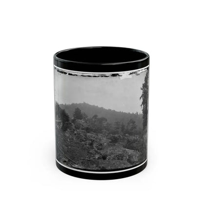 Gettysburg, Pa. Breastworks On Little Round Top; Round Top In Distance (U.S. Civil War) Black Coffee Mug-11oz-Go Mug Yourself