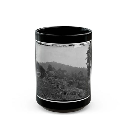 Gettysburg, Pa. Breastworks On Little Round Top; Round Top In Distance (U.S. Civil War) Black Coffee Mug-15oz-Go Mug Yourself