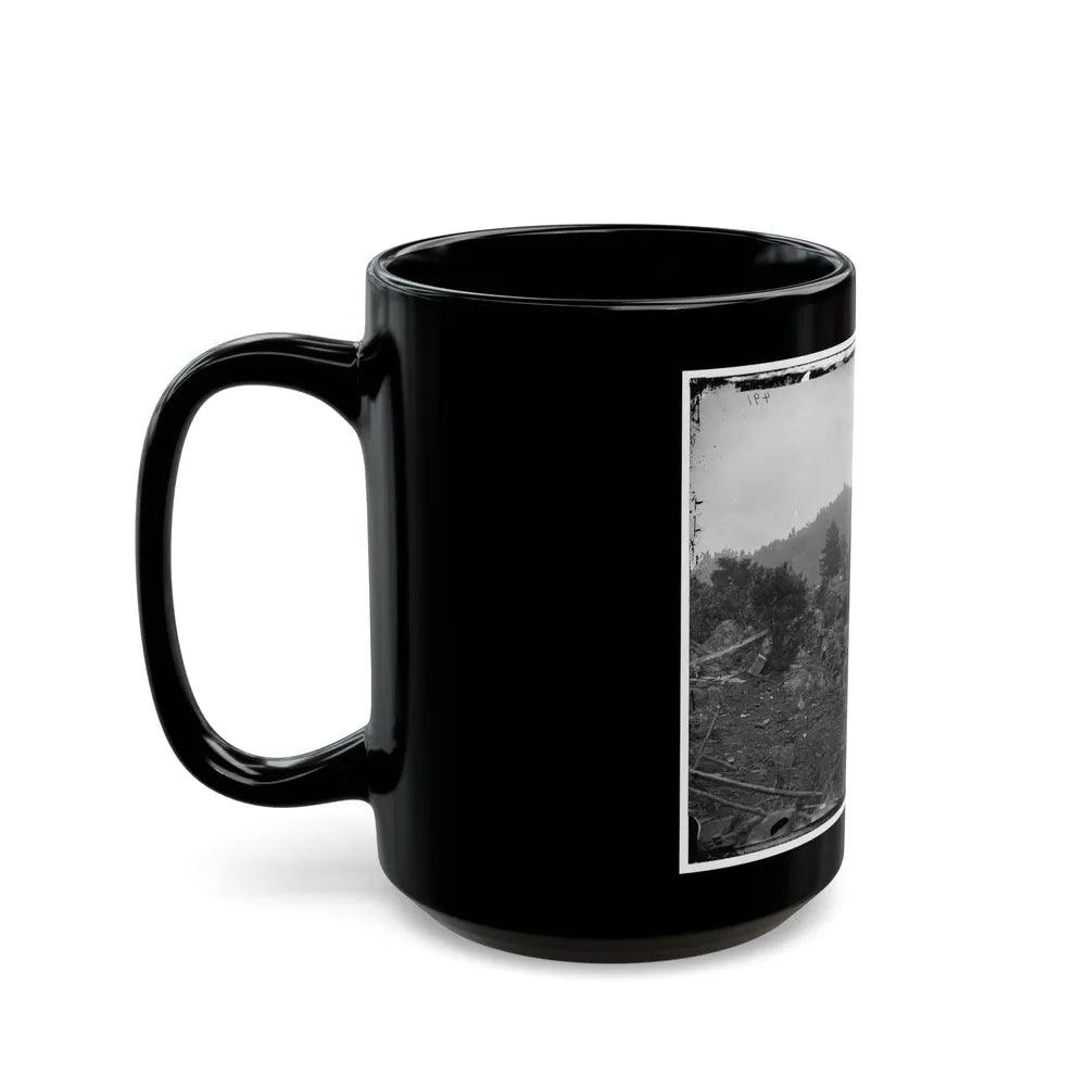 Gettysburg, Pa. Breastworks On Little Round Top; Round Top In Distance (U.S. Civil War) Black Coffee Mug-Go Mug Yourself