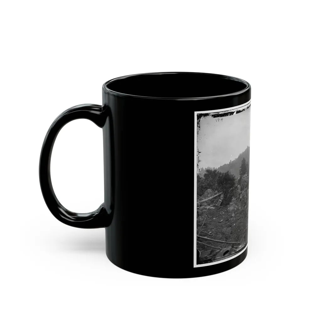 Gettysburg, Pa. Breastworks On Little Round Top; Round Top In Distance (U.S. Civil War) Black Coffee Mug-Go Mug Yourself