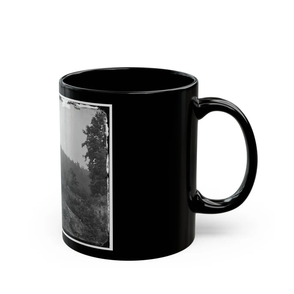 Gettysburg, Pa. Breastworks On Little Round Top; Round Top In Distance (U.S. Civil War) Black Coffee Mug-Go Mug Yourself