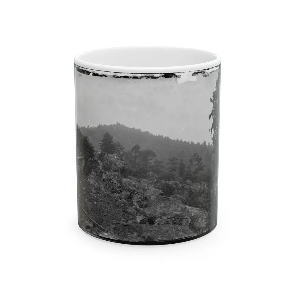 Gettysburg, Pa. Breastworks On Little Round Top; Round Top In Distance (U.S. Civil War) White Coffee Mug-11oz-Go Mug Yourself