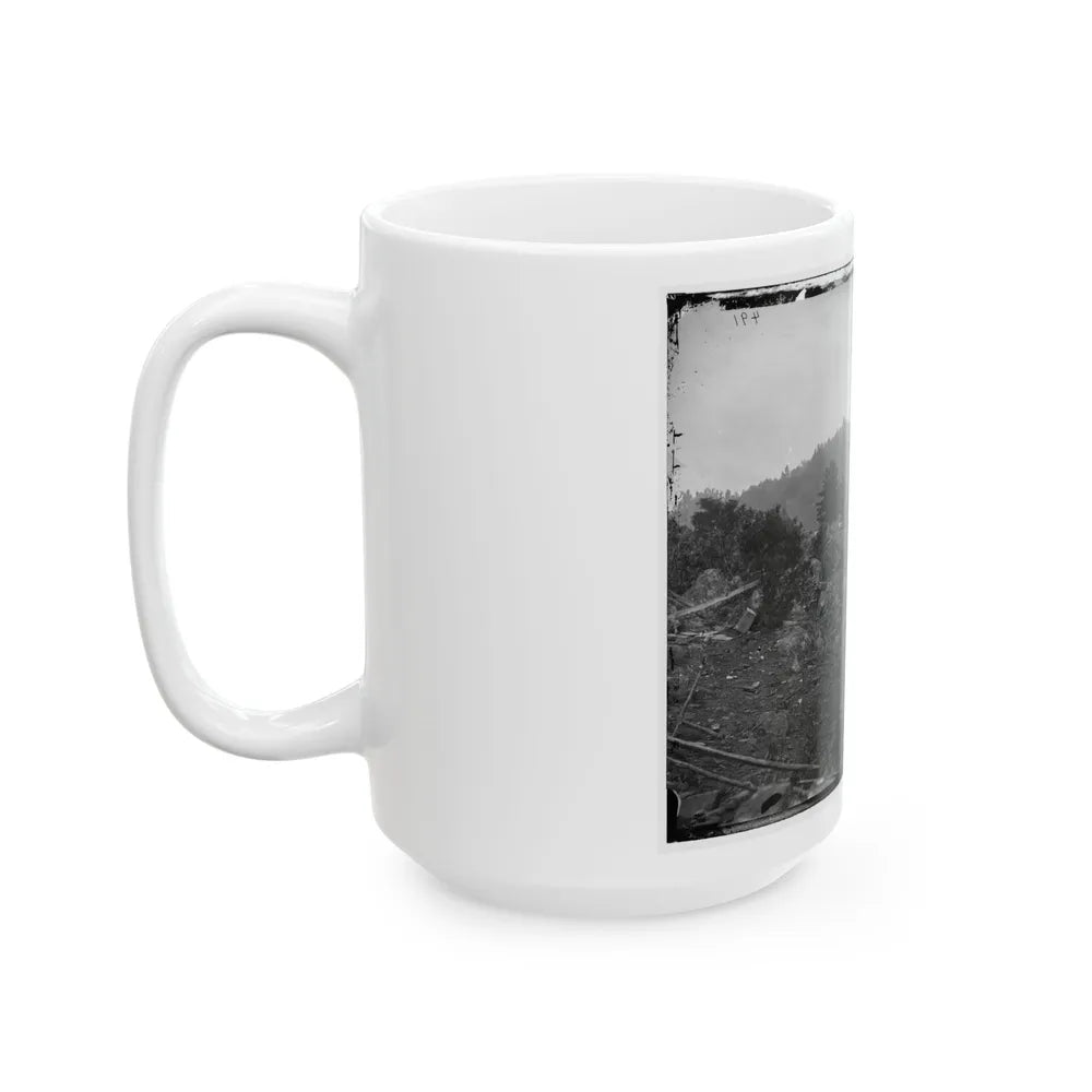 Gettysburg, Pa. Breastworks On Little Round Top; Round Top In Distance (U.S. Civil War) White Coffee Mug-Go Mug Yourself