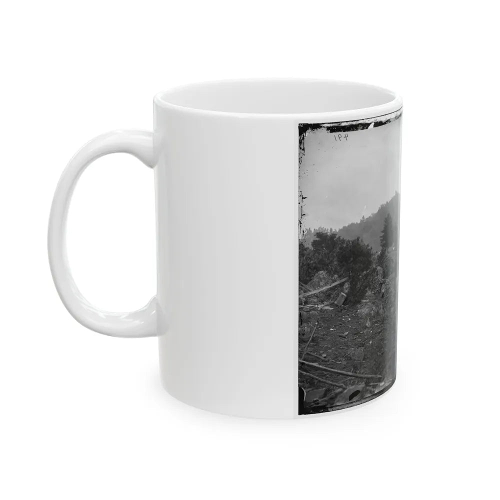 Gettysburg, Pa. Breastworks On Little Round Top; Round Top In Distance (U.S. Civil War) White Coffee Mug-Go Mug Yourself