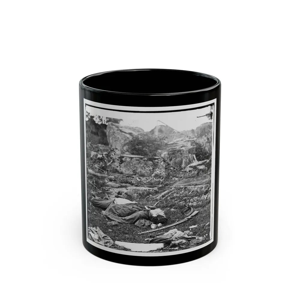 Gettysburg, Pa. Dead Confederate Soldiers In The Devil's Den (U.S. Civil War) Black Coffee Mug-11oz-Go Mug Yourself