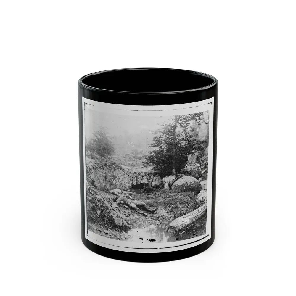 Gettysburg, Pa. Dead Confederate Soldiers In The Slaughter Pen At The Foot Of Little Round Top (U.S. Civil War) Black Coffee Mug-11oz-Go Mug Yourself