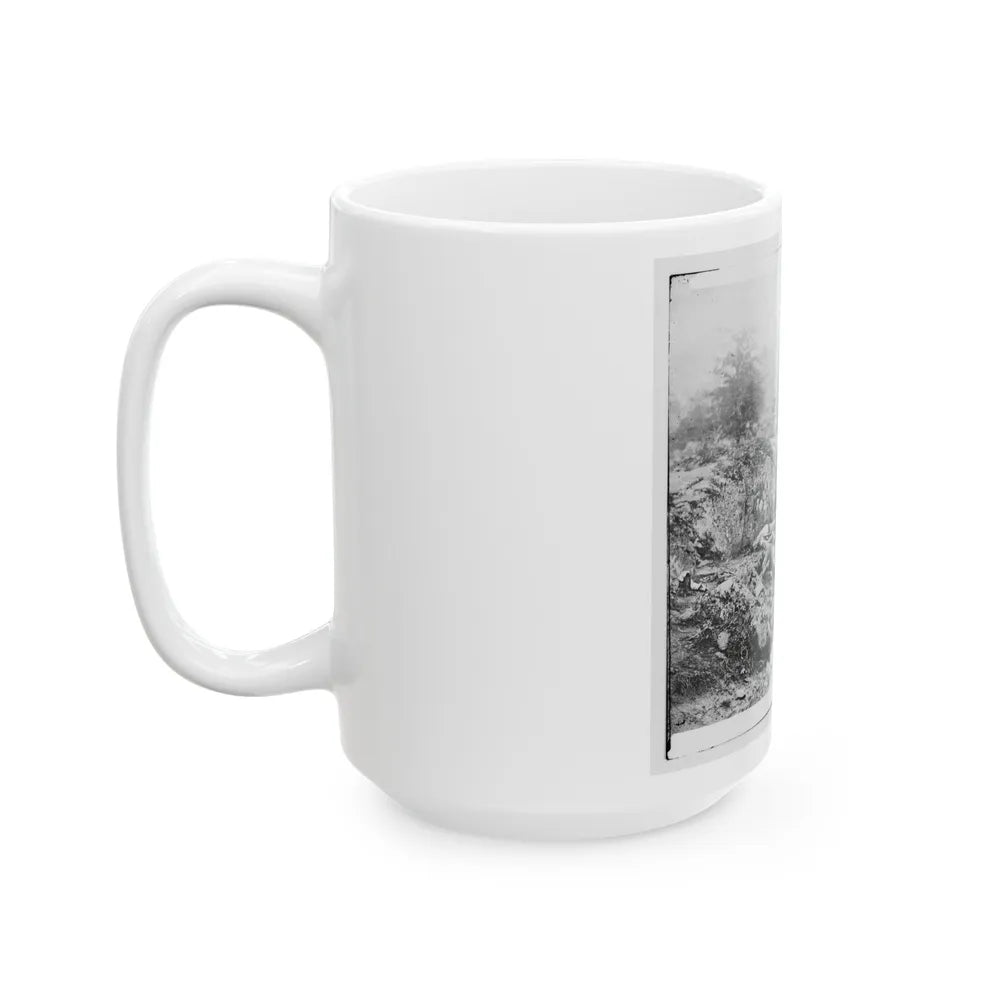 Gettysburg, Pa. Dead Confederate Soldiers In The Slaughter Pen At The Foot Of Little Round Top (U.S. Civil War) White Coffee Mug-Go Mug Yourself