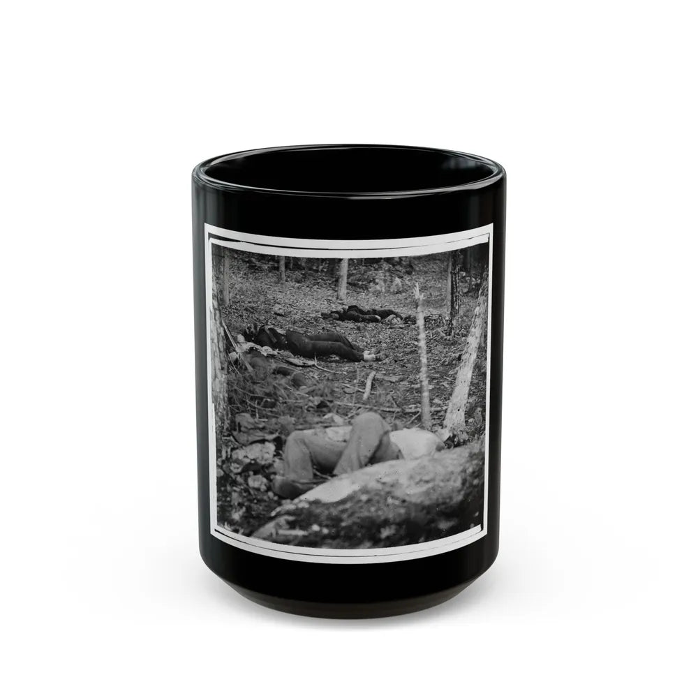 Gettysburg, Pa. Four Dead Soldiers In The Woods Near Little Round Top (U.S. Civil War) Black Coffee Mug-15oz-Go Mug Yourself