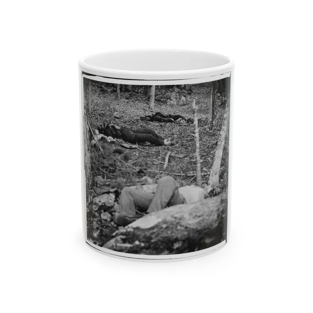 Gettysburg, Pa. Four Dead Soldiers In The Woods Near Little Round Top (U.S. Civil War) White Coffee Mug-11oz-Go Mug Yourself