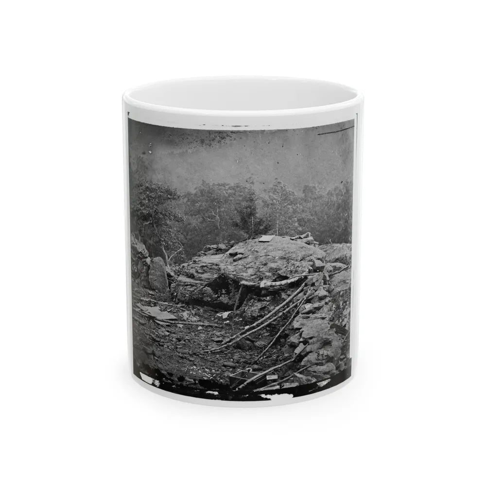 Gettysburg, Pa. Interior View Of Breastworks On Extreme Left Of The Federal Line (U.S. Civil War) White Coffee Mug-11oz-Go Mug Yourself