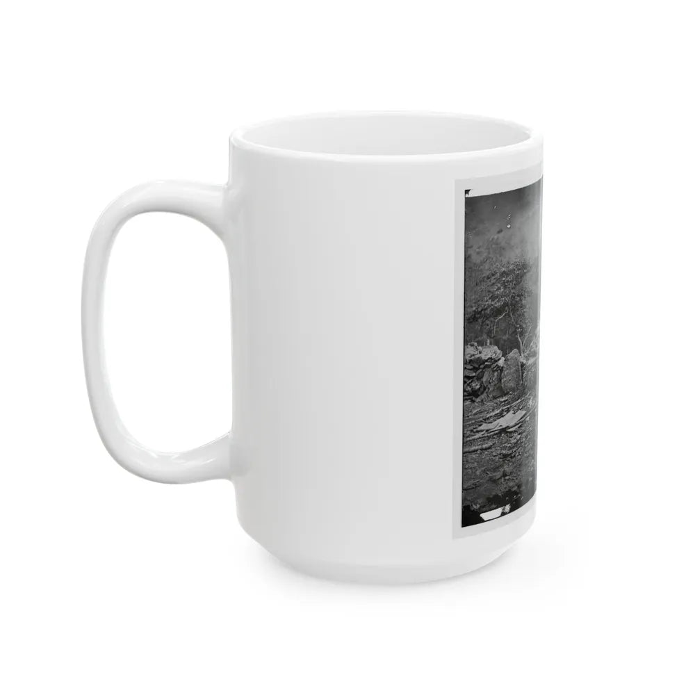 Gettysburg, Pa. Interior View Of Breastworks On Extreme Left Of The Federal Line (U.S. Civil War) White Coffee Mug-Go Mug Yourself