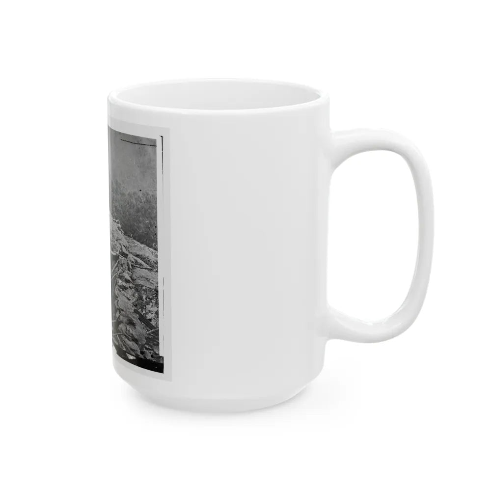 Gettysburg, Pa. Interior View Of Breastworks On Extreme Left Of The Federal Line (U.S. Civil War) White Coffee Mug-Go Mug Yourself