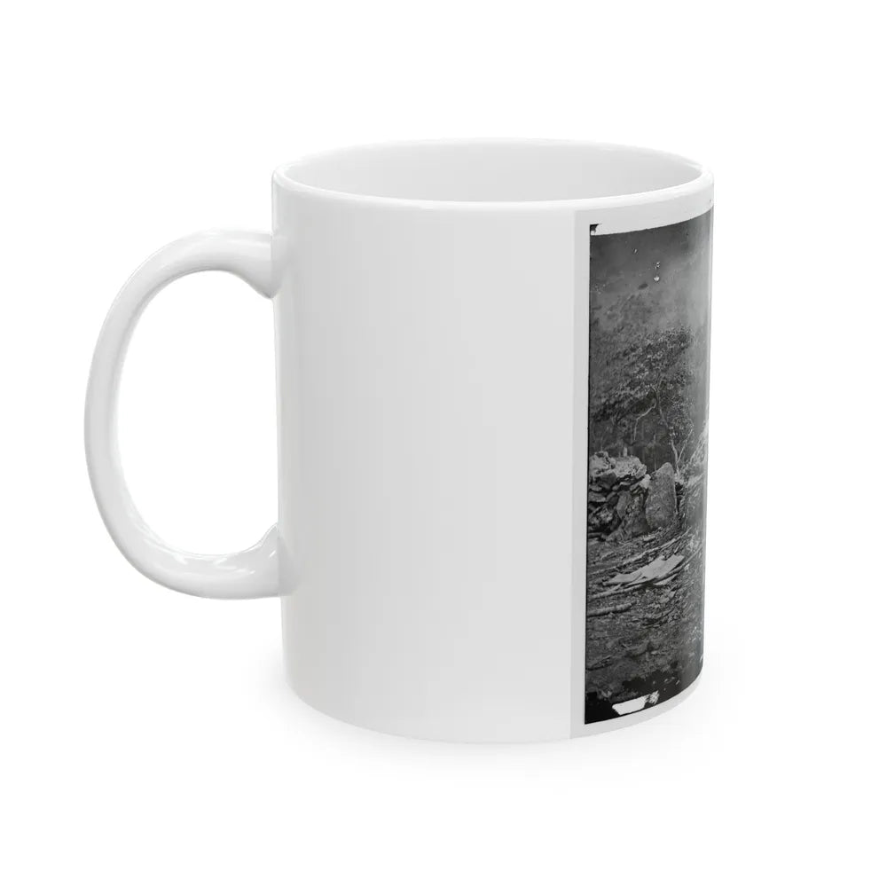 Gettysburg, Pa. Interior View Of Breastworks On Extreme Left Of The Federal Line (U.S. Civil War) White Coffee Mug-Go Mug Yourself