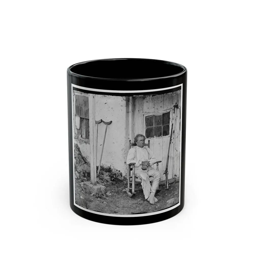 Gettysburg, Pa. John L. Burns, The Old Hero Of Gettysburg, With Gun And Crutches (U.S. Civil War) Black Coffee Mug-11oz-Go Mug Yourself