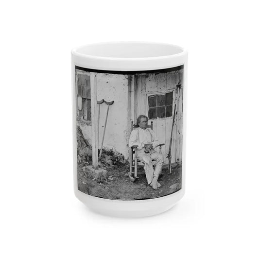 Gettysburg, Pa. John L. Burns, The Old Hero Of Gettysburg, With Gun And Crutches (U.S. Civil War) White Coffee Mug-15oz-Go Mug Yourself