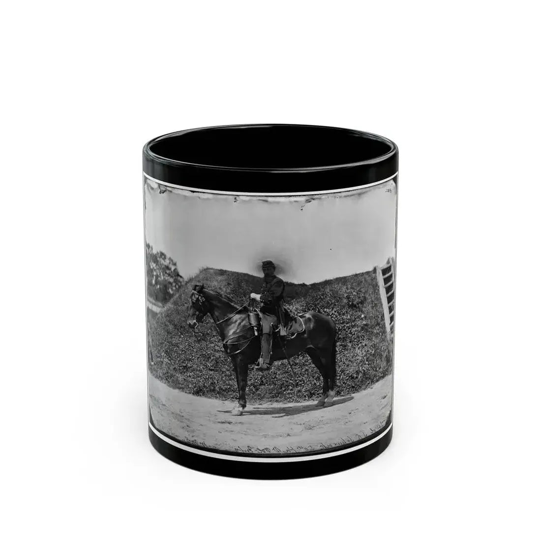 Gettysburg, Pennsylvania. Lt. Col. Samuel K. Schwenk, 50th Pennsylvania Infantry (Seated On Horse) (U.S. Civil War) Black Coffee Mug 11oz - Go Mug Yourself