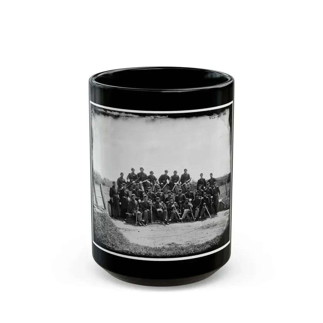 Gettysburg, Pennsylvania. Officers Of 50th Regiment Pennsylvania Infantry (U.S. Civil War) Black Coffee Mug 15oz - Go Mug Yourself
