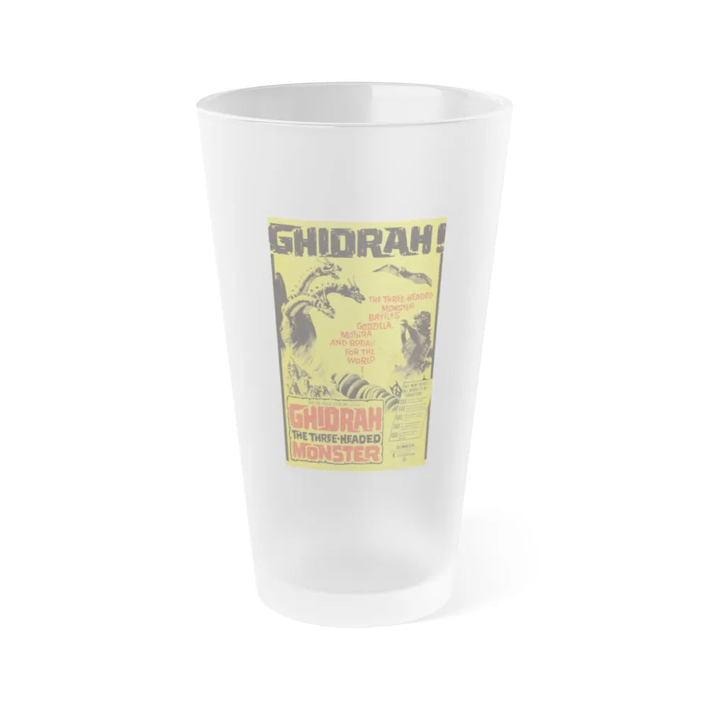 GHIDRAH THE THREE HEADED MONSTER GODZILLA 1964 Movie Poster - Frosted Pint Glass 16oz-16oz-Frosted-Go Mug Yourself