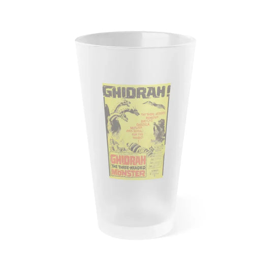 GHIDRAH THE THREE HEADED MONSTER GODZILLA 1964 Movie Poster - Frosted Pint Glass 16oz 16oz Frosted - Go Mug Yourself