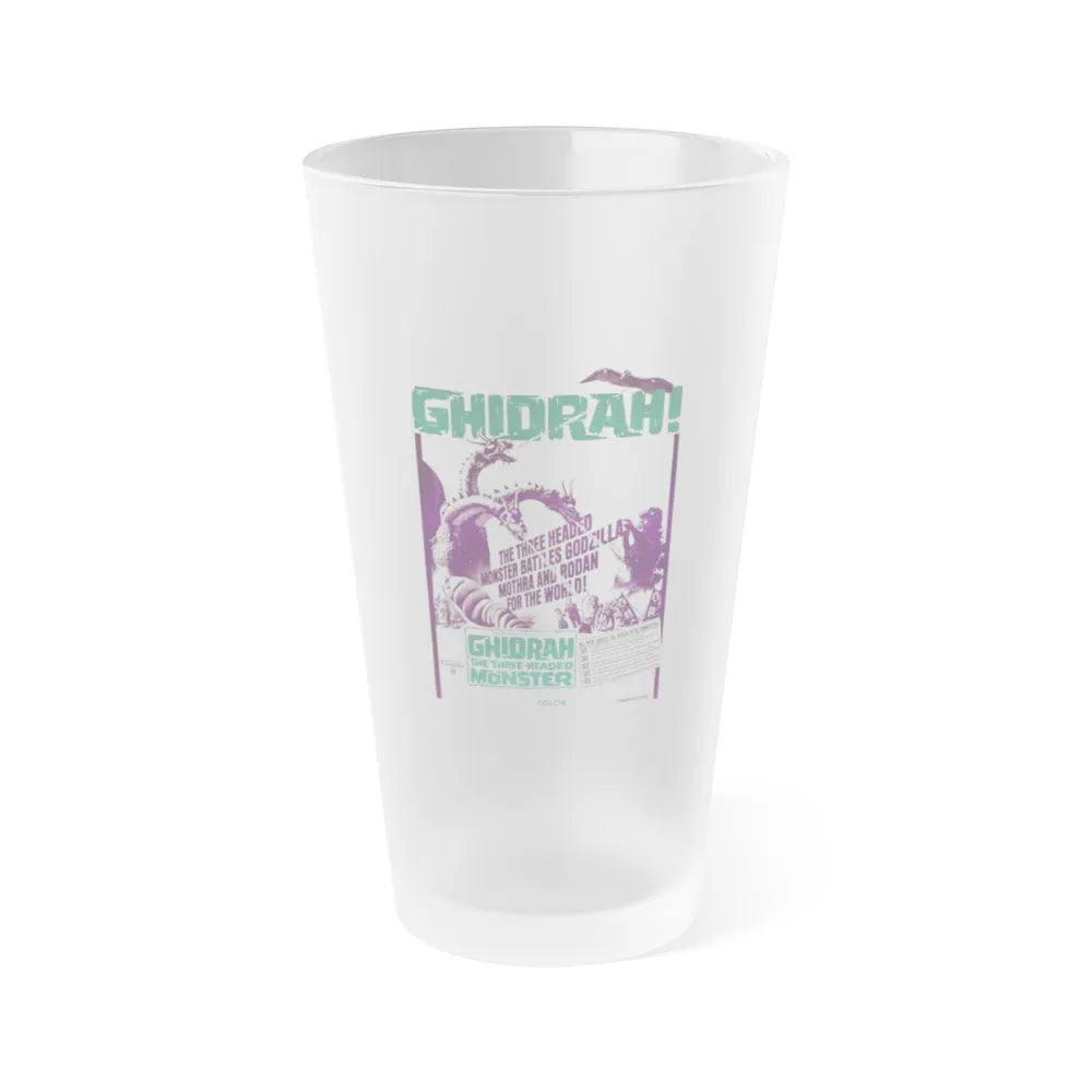 GHIDRAH THE THREE HEADED MONSTER GODZILLA (2) 1964 Movie Poster - Frosted Pint Glass 16oz-16oz-Frosted-Go Mug Yourself