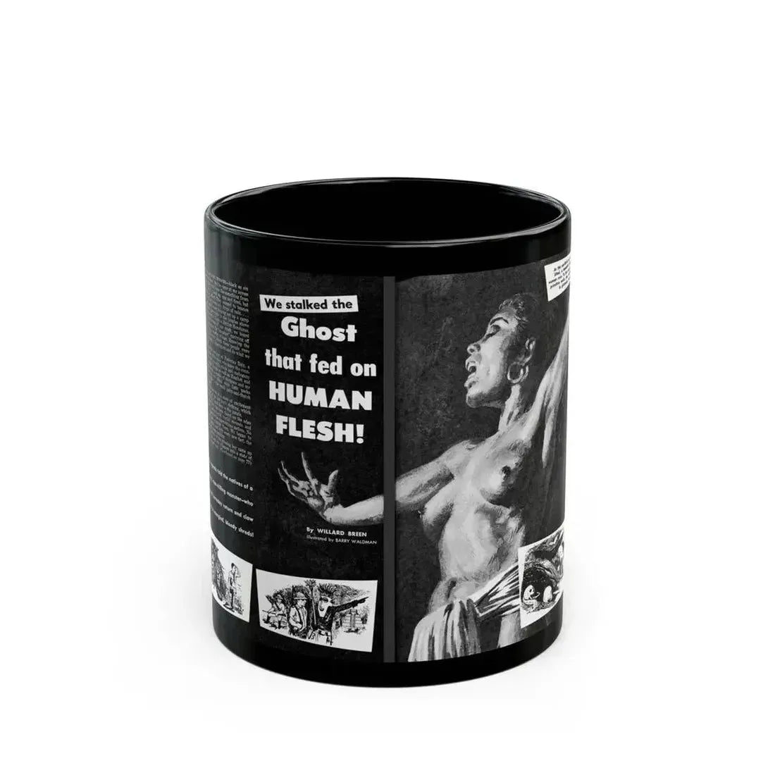 Ghost that fed on Human Flesh, Real Men magazine, December 1958 - Black Coffee Mug 11oz - Go Mug Yourself