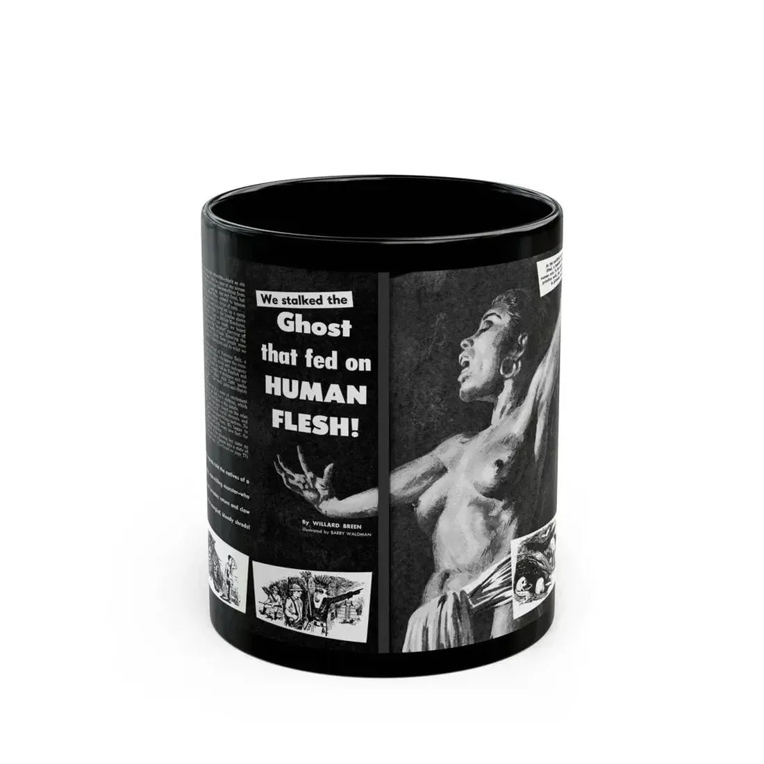 Ghost that fed on Human Flesh, Real Men magazine, December 1958 - Black Coffee Mug 11oz - Go Mug Yourself