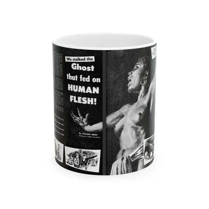 Ghost that fed on Human Flesh, Real Men magazine, December 1958 - White Coffee Mug 11oz - Go Mug Yourself
