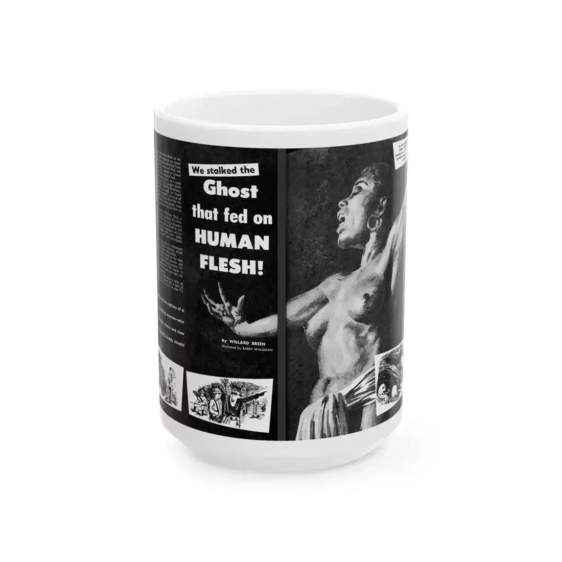 Ghost that fed on Human Flesh, Real Men magazine, December 1958 - White Coffee Mug 15oz - Go Mug Yourself