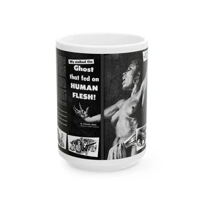 Ghost that fed on Human Flesh, Real Men magazine, December 1958 - White Coffee Mug 15oz - Go Mug Yourself