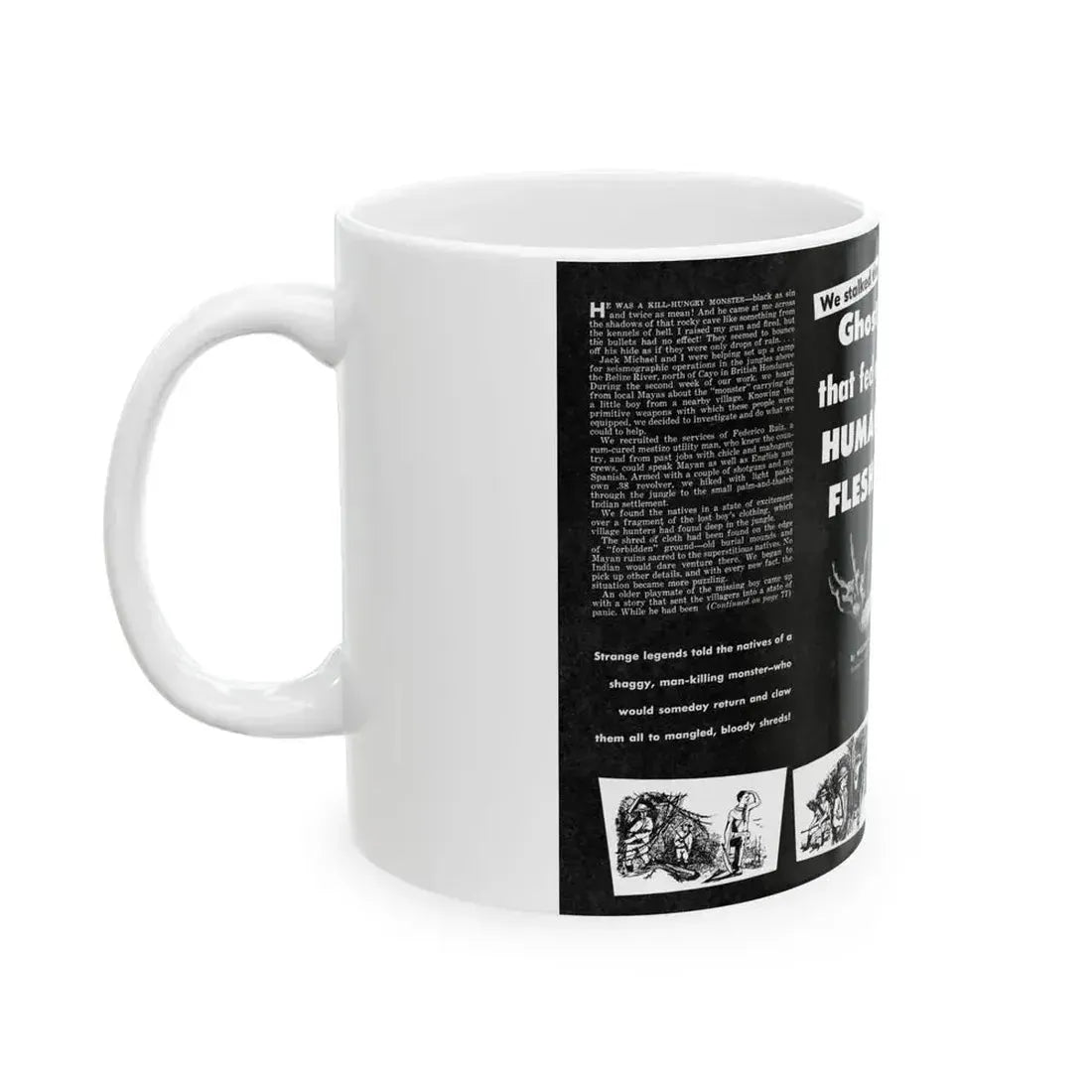 Ghost that fed on Human Flesh, Real Men magazine, December 1958 - White Coffee Mug - Go Mug Yourself