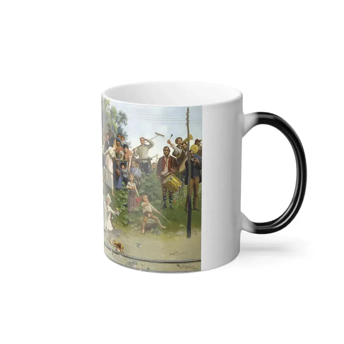 Giacomo Mantegazza (1853-1920) Passa il Re (The King Passes) - Oil on Canvas - Color Changing Mug 11oz - Go Mug Yourself