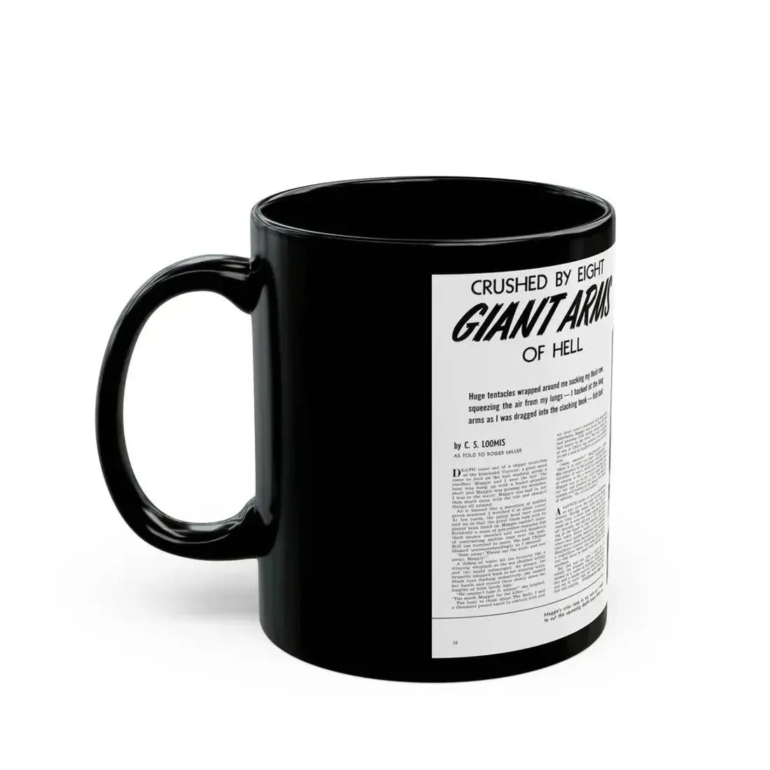 Giant Arms, True Men Stories, April 1959 - Black Coffee Mug - Go Mug Yourself