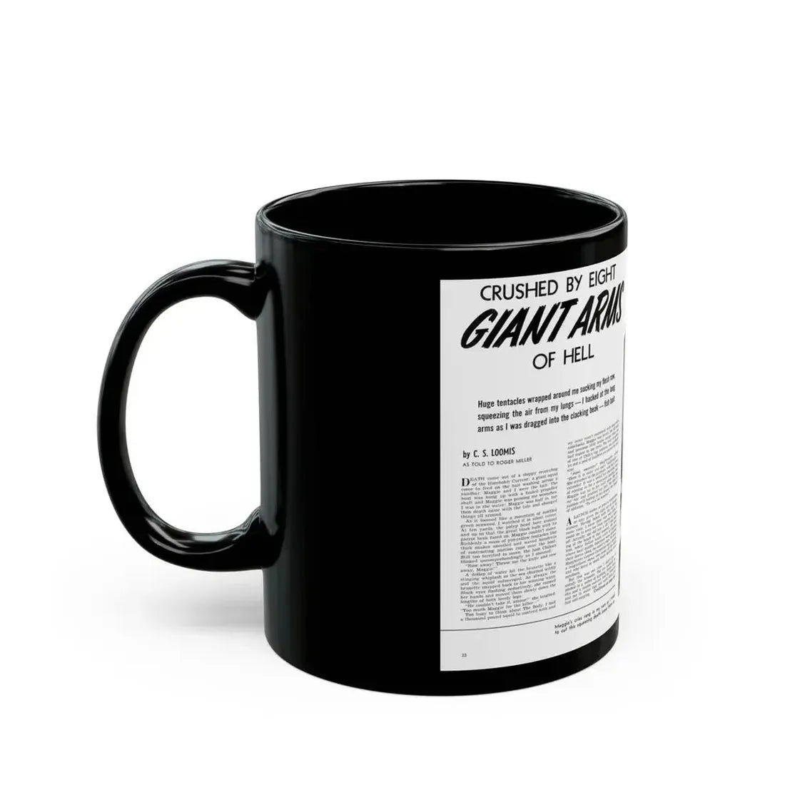 Giant Arms, True Men Stories, April 1959 - Black Coffee Mug - Go Mug Yourself