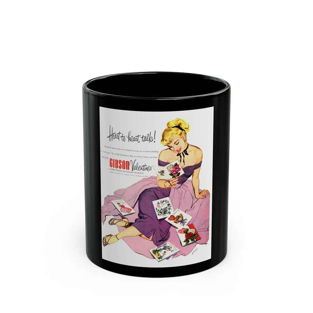 Gibson Valentines advertisement, 1952 - Black Coffee Mug-11oz-Go Mug Yourself