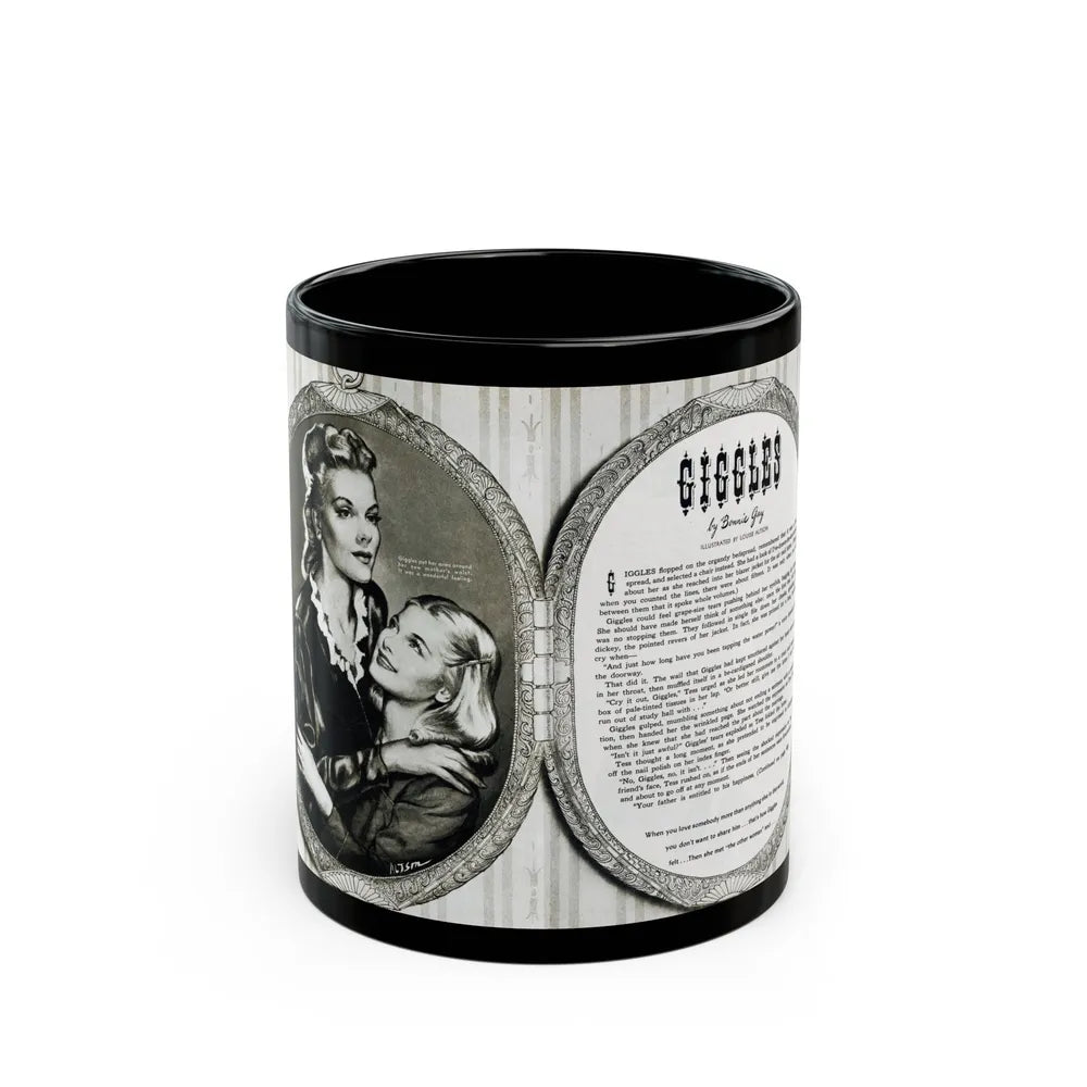 Giggles, Miss America magazine, April 1946 - Black Coffee Mug-11oz-Go Mug Yourself