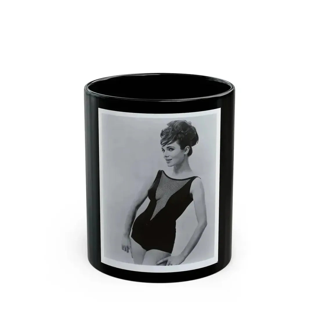 Gila Golan #06 - 8x10 B&W Upper Body Cheesecake Photo from Mid 60's (Vintage Female Icon) Black Coffee Mug 11oz - Go Mug Yourself