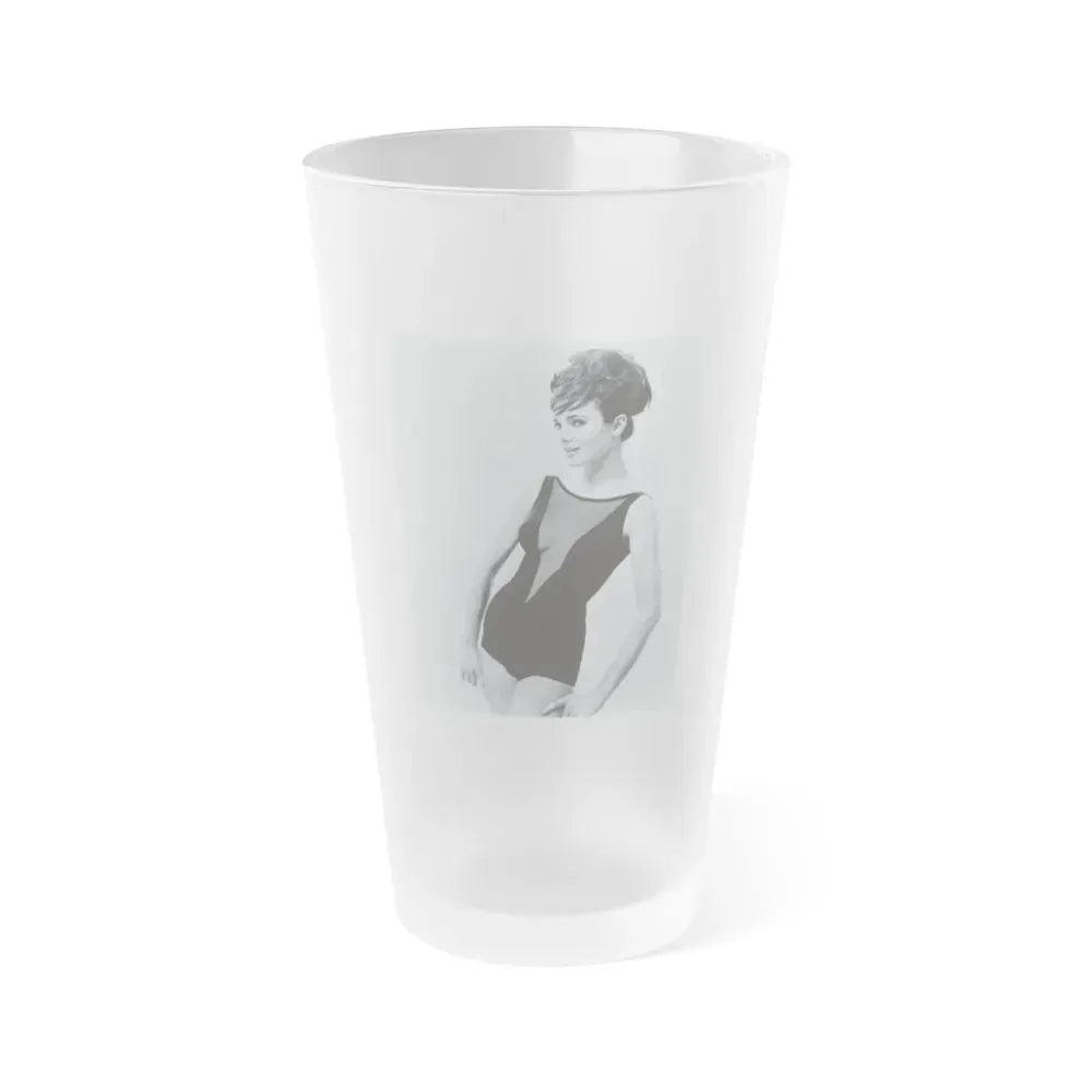 Gila Golan #06 - 8x10 B&W Upper Body Cheesecake Photo from Mid 60's (Vintage Female Icon) Frosted Pint Glass 16oz 16oz Frosted - Go Mug Yourself